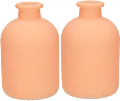 bloemenvaas Avignon - 2x - Fles model - glas - mat terra - H17 x D11 cm