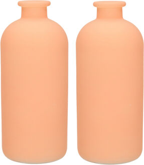 bloemenvaas Avignon - 2x - Fles model - glas - mat terra - H25 x D11 cm