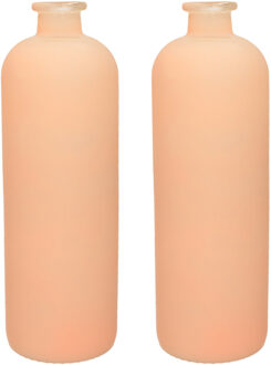 bloemenvaas Avignon - 2x - Fles model - glas - mat terra - H33 x D11 cm