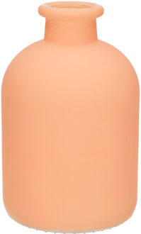 Bloemenvaas Avignon - Fles model - glas - mat zalm roze - H17 x D11 cm