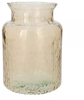 Bloemenvaas Base - beige transparant glas - D19 x H25 cm - decoratieve vaas - bloemen/takken - Vazen