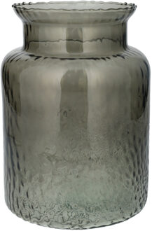 Bloemenvaas Base - grijs transparant glas - D19 x H25 cm - decoratieve vaas - bloemen/takken
