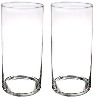 Bloemenvaas basic - Set van 2x stuks - glas - H60 x D19 cm - Transparant - Vazen/vaas - Boeketvaas