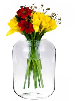 Bloemenvaas Billie - helder transparant glas - D23 x H30 cm - decoratieve vaas - bloemen/takken - Vazen