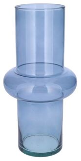 Bloemenvaas - blauw transparant gerecycled glas - D15 x H31 cm - Vazen