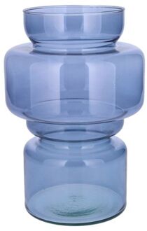Bloemenvaas - blauw transparant gerecycled glas - D17 x H25 cm - Vazen