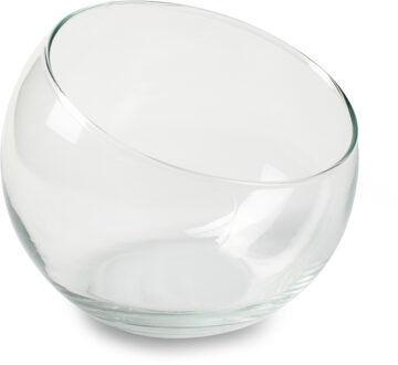 Bloemenvaas Bobby - helder transparant - glas - D12,5 x H10 cm - bol vaas/schaal