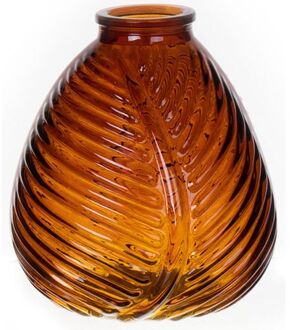 Bloemenvaas - bruin transparant glas - D14 x H16 cm - Vazen