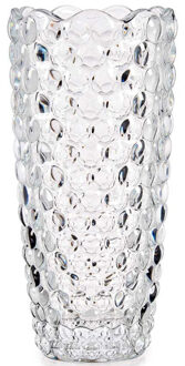 Bloemenvaas bubbels relief 8 x 19,5 cm van glas - Vazen Transparant