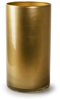 Bloemenvaas - cilinder model glas - metallic goud - H30 x D15 cm - Vazen Goudkleurig