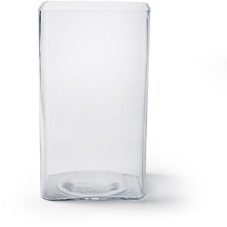 Bloemenvaas Cubic - helder transparant glas - D13x10 x H23 cm - vierkant/accubak