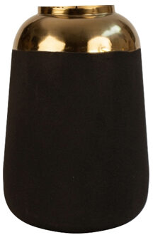 Bloemenvaas de luxe - zwart/goud - metaal - D17 x H27 cm - decoratief