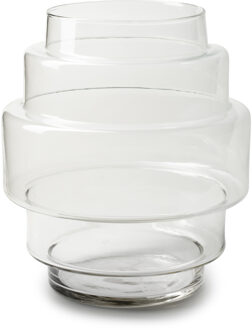 Bloemenvaas Didi - helder transparant - glas - D22 x H25 cm - trap vorm vaas