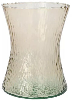 Bloemenvaas Dion - beige transparant glas - D16 x H20 cm - decoratieve vaas - bloemen/takken - Vazen
