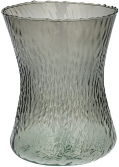 Bloemenvaas Dion - grijs transparant glas - D16 x H20 cm - decoratieve vaas - bloemen/takken