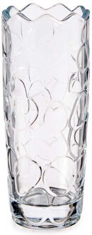 Bloemenvaas druppel relief 13,5 x 29 cm van glas - Vazen Transparant