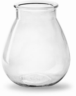 Bloemenvaas druppel vorm - helder/transparant glas - 17 x 14 cm