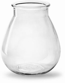 Bloemenvaas druppel vorm type - helder/transparant glas - H17 x D14 cm - Vazen