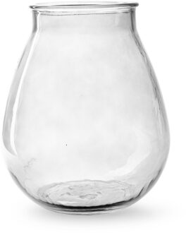 Bloemenvaas druppel vorm type - helder/transparant glas - H28 x D24 cm - Vazen