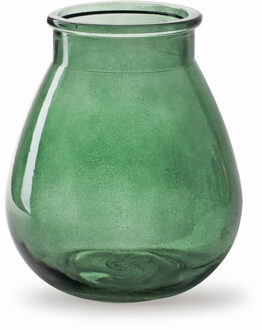 Bloemenvaas druppel vorm type - mistic groen/transparant glas - H17 x D14 cm - Vazen