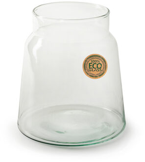 Bloemenvaas - Eco glas transparant - H20 x D14.5 cm - Vazen