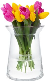 Bloemenvaas Ella - helder transparant glas - D23 x H30 cm - decoratieve vaas - bloemen/takken - Vazen