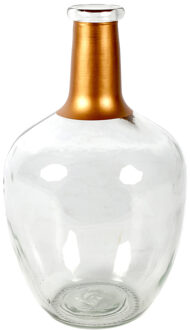 Bloemenvaas Firm Big Bottle - helder transparant/koper - glas - D18 x H30 cm - Vazen