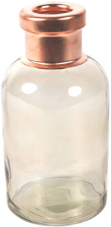 Bloemenvaas Firm Bottle - transparant beige/koper - glas - D10 x H21 cm - Vazen