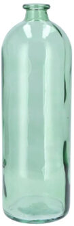 Bloemenvaas fles model - helder gekleurd glas - zeegroen - D14 x H41 cm - Vazen