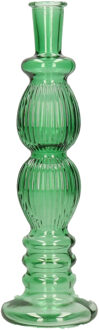 Bloemenvaas Florence - groen glas - ribbel - D9 x H28 cm - Vazen