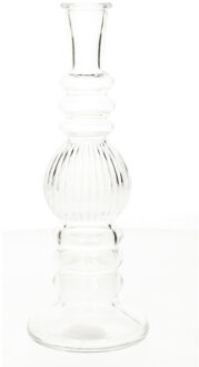 Bloemenvaas Florence - transparant glas - ribbel - D8,5 x H23 cm - Vazen