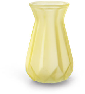 Bloemenvaas - geel/transparant glas - H15 x D10 cm