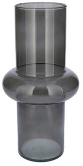 Bloemenvaas - grijs transparant gerecycled glas - D15 x H31 cm - Vazen