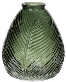 Bloemenvaas - groen transparant glas - D14 x H16 cm - Vazen