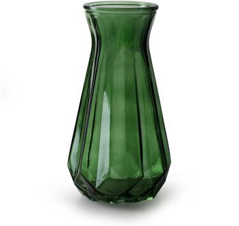 Bloemenvaas - groen/transparant glas - H15 x D10 cm - Vazen