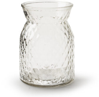 Bloemenvaas - helder bewerkt/transparant glas - H16 x D12 cm