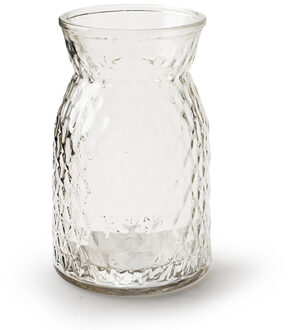 Bloemenvaas - helder bewerkt/transparant glas - H25 x D13.5 cm