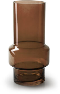 Bloemenvaas in luxe moderne stijl - kastanje bruin/transparant glas - H22 x D11 cm