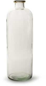 Bloemenvaas Jardin met gouden rand - helder transparant glas - D11 x H33 cm - flesvaas