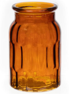 Bloemenvaas klein - bruin - glas - D10 x H16 cm - Vazen