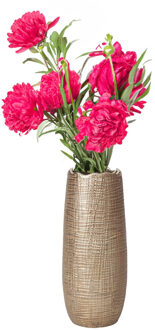 Bloemenvaas Linnen patroon - keramiek - champagne goud - D12 x H33 cm - moderne vaas