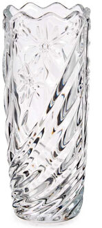 Bloemenvaas margriet relief 13,5 x 29 cm van glas - Vazen Transparant