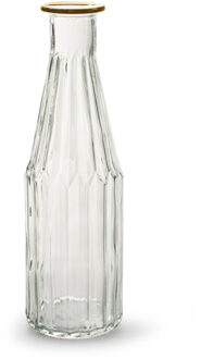 Bloemenvaas Marseille - Fles model - glas - transparant/goud - H25 x D7 cm