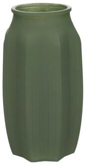 Bloemenvaas - mat groen - glas - D12 x H22 cm - Vazen