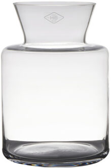 Bloemenvaas - melkbus - transparant - glas - 19 x 27 cm - bloemen/takken - woonaccessoires