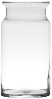 Bloemenvaas melkbus - transparant - home basics cilinder - glas - D15 x H29 cm
