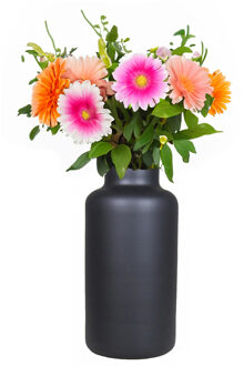 Bloemenvaas Milan - mat zwart glas - D15 x H30 cm - melkbus vaas met smalle hals - Vazen