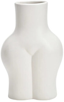Bloemenvaas Modern - wit - keramiek - 13 x 21 x 9 cm - vrouwelijk lichaam - minimalistisch