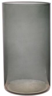 Bloemenvaas Neville - donkergrijs transparant - glas - D16 x H30 cm - Vazen
