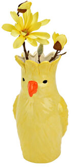 Bloemenvaas Papegaai - geel - keramiek - 13 x 25 x 13 cm - vaas